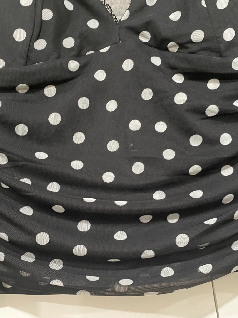 Abercrombie Fitch Blouse medium Bra Free Black Polka Dot Long-Sleeve V-Neck Top - Picture 7 of 13